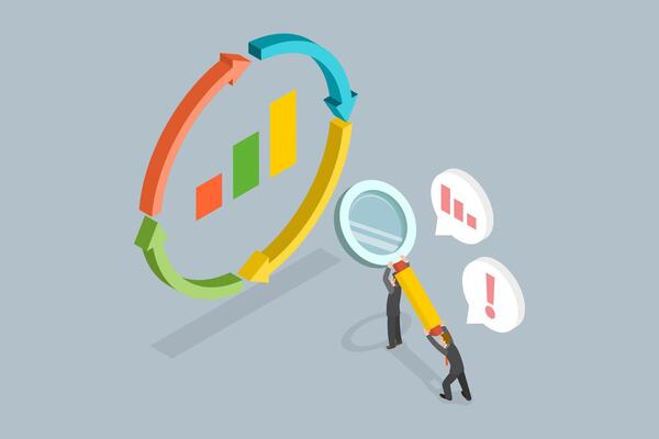 3D Isometric Flat Conceptual Illustration of Business Cycle For Marketing, Curved Process Analysis