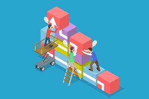 3D Isometric Flat Conceptual Illustration of Teamwork Success , Project Strategy Planning vector