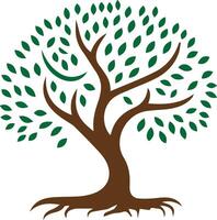 Tree with root flat color illustration vector