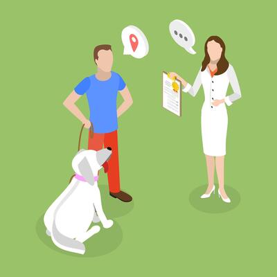 3D Isometric Flat Conceptual Illustration of Microchip For Pets, Animal Identification Device