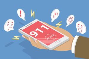 3D Isometric Flat Conceptual Illustration of Emergency Call, Help Service vector
