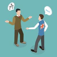 3D Isometric Flat Conceptual Illustration of Linguistic Barrier, Communication Problems vector