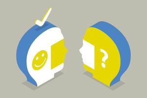 3D Isometric Flat Conceptual Illustration of Bias As Incorrect Comparison, Psychological Thinking Behavior Based on Prejudice Opinions vector