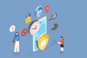 3D Isometric Flat Conceptual Illustration of Parental Control Software, Internet Safity vector