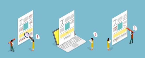 3D Isometric Flat Conceptual Illustration of Proofreading and Copywriting, Spell Check vector