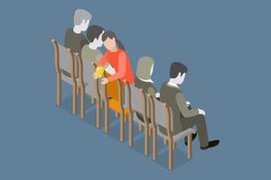 3D Isometric Flat Conceptual Illustration of Think Different, Standing Out From the Crowd vector