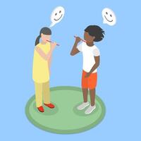 3D Isometric Flat Conceptual Illustration of Brushing Teeth, Everyday Routine vector