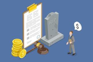 3D Isometric Flat Conceptual Illustration of Inheritance And Testament, Notary Service vector
