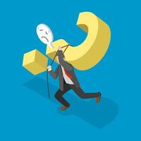 3D Isometric Flat Conceptual Illustration of Hard Question , Communication Problem vector