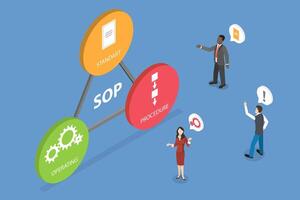 3D Isometric Flat Conceptual Illustration of SOP, Standard Operating Procedure vector