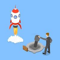 3D Isometric Flat Conceptual Illustration of Startup Project , Development of a New Business vector
