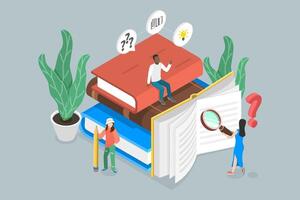 3D Isometric Flat Conceptual Illustration of Guidance Booklet, User Manual vector