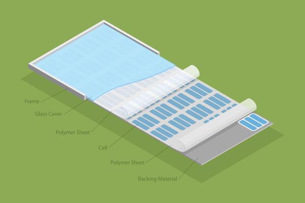 3D Isometric Flat Conceptual Illustration of Solar Panels, Educational Diagram