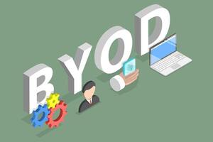 3D Isometric Flat Conceptual Illustration of BYOD, Bring Your Own Device vector