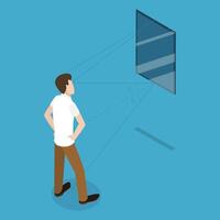 3D Isometric Flat Conceptual Illustration of Ray Diagram, Double Slit Experiment vector