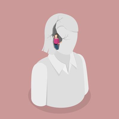 3D Isometric Flat Conceptual Illustration of Mental Health Problems, Depression and Loneliness