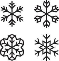 Black Snowflake Icons in Flat Style vector