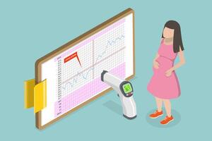 3D Isometric Flat Conceptual Illustration of BBT Chart, Detecting Ovulation With a Basal Body Temperature vector