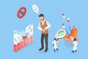 3D Isometric Flat Conceptual Illustration of Helicobacter Pylori Infection, Problems with Intestines or Digestion vector