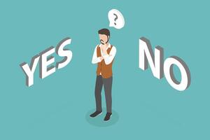 3D Isometric Flat Conceptual Illustration of Choose Yes Or No, Right or Wrong vector