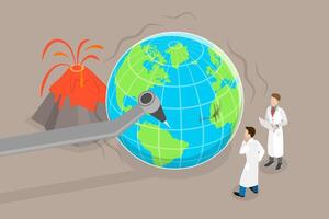 3D Isometric Flat Conceptual Illustration of Predicting Natural Disasters, Gathering Seismic Data vector