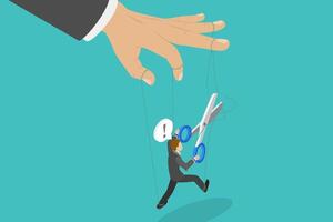 3D Isometric Flat Conceptual Illustration of Escaping From Slavery, Free From Manipulation vector