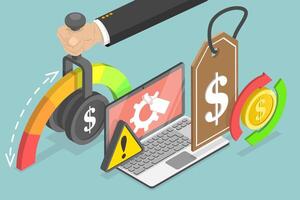 3D Isometric Flat Conceptual Illustration of Dynamic Pricing, Changing Market vector