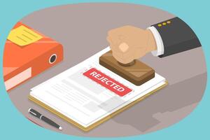 3D Isometric Flat Conceptual Illustration of Rejected Document , Application Failure vector