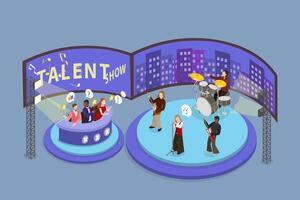 3D Isometric Flat Conceptual Illustration of Talents Show, Performance in Public vector