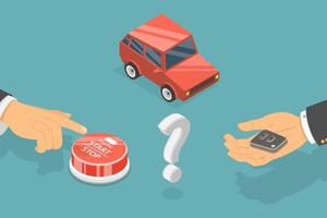 3D Isometric Flat Conceptual Illustration of Engine Or Machinery Stop Start , Keyless Ignition Technology vector