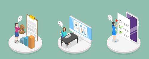 3D Isometric Flat Conceptual Illustration of Objective Key Results, Focusing on Work Goals vector