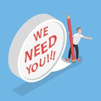 3D Isometric Flat Conceptual Illustration of We Need You, Join Our Team vector