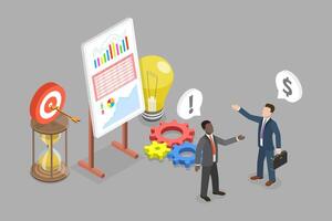3D Isometric Flat Conceptual Illustration of KPI Analysis, Key Performance Indicators vector