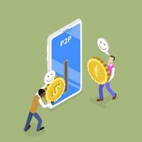 3D Isometric Flat Conceptual Illustration of P2P, Peer to Peer Trading vector
