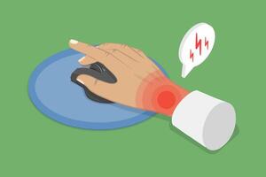 3D Isometric Flat Conceptual Illustration of Tunnel Syndrome, Common Condition Among Keyboard Users vector