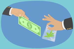 3D Isometric Flat Conceptual Illustration of Marijuana Sale, Distribution of Hemp Products vector