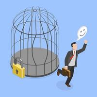 3D Isometric Flat Conceptual Illustration of Escape From Routine, Freedom and Rehabilitation vector
