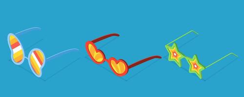 3D Isometric Flat Set of Groovy Sunglasses, Various Trendy Shapes vector