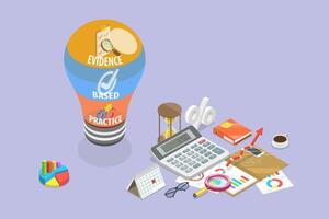 3D Isometric Flat Conceptual Illustration of EBP, Evidence-based Practice vector
