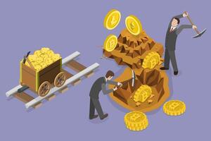 3D Isometric Flat Conceptual Illustration of Cryptomining Farm, Blockchain Technology vector