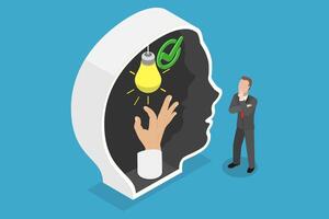 3D Isometric Flat Conceptual Illustration of Intellectual Brain Power , Creative Mindset vector