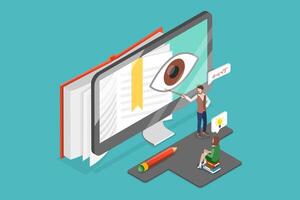 3D Isometric Flat Conceptual Illustration of Visual Learning, Strategy to See Material Instead of Hearing to Remember Better vector