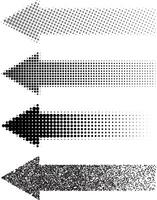 Monochrome halftone bitmap stipple effect noise gradient pixel arrows on isolated background vector