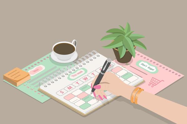 3D Isometric Flat Conceptual Illustration of Planner, Todo List