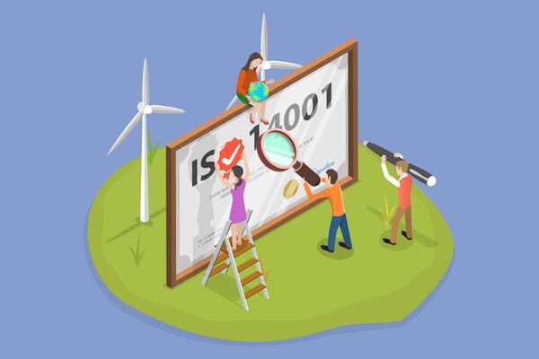 3D Isometric Flat Conceptual Illustration of ISO Certification, Environmental Management System