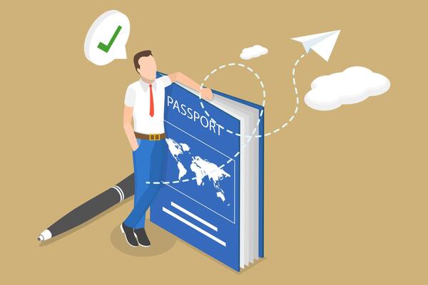 3D Isometric Flat Conceptual Illustration of National Identification Card, Document for Travel and Immigration