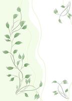 Watercolor background with green twigs and leaves on a light background. vector