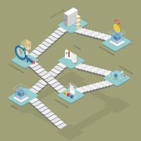 3D Isometric Flat Conceptual Illustration of Blockchain, Distributed Digital Transaction Record vector