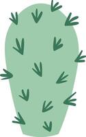Light green stylized prickly pear cactus thriving in the desert, adorned with numerous thorns, featuring a hand drawn illustration isolated against a crisp white background vector