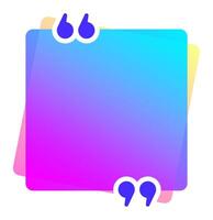 Vibrant gradient quote box with prominent quotation marks creates an engaging space for text, comments, testimonials, and reviews, enhancing communication and visual appeal vector